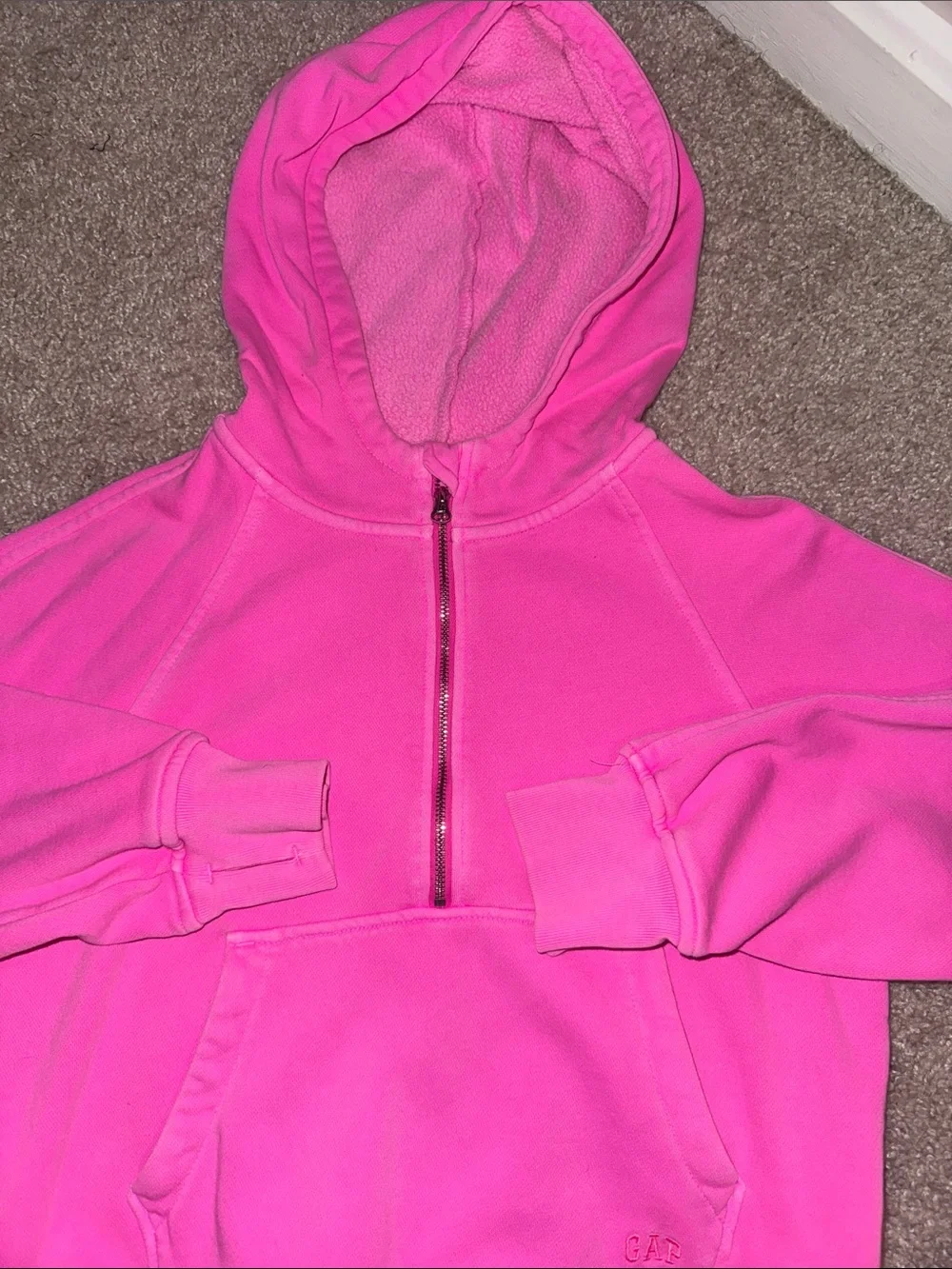 GAP Kids Bright Pink Hooded Half-Zip Pullover